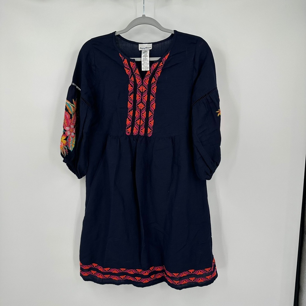 Tommy Bahama Womens Boho Peasant Dress Size XS Embroidered Folk Resort Artisan